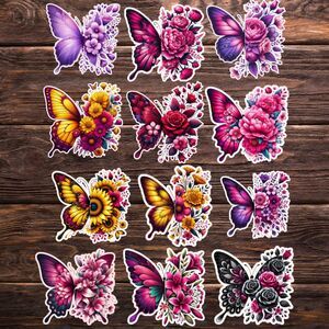 26-Piece Butterfly & Flower Sticker Bundle – 3” Aesthetic Vinyl Stickers